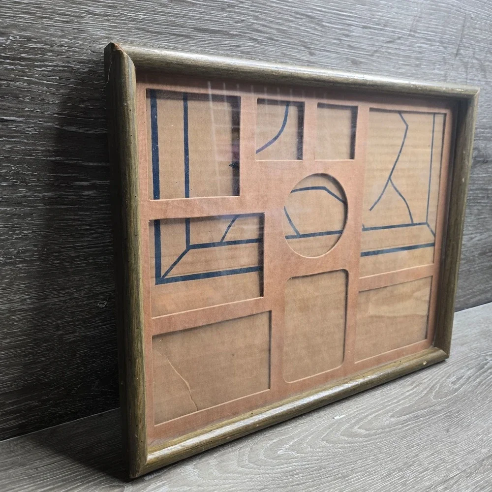 Vintage Wooden Multi Photo Frame Wall Hanging Collage Display 8 Openings 15 x 12